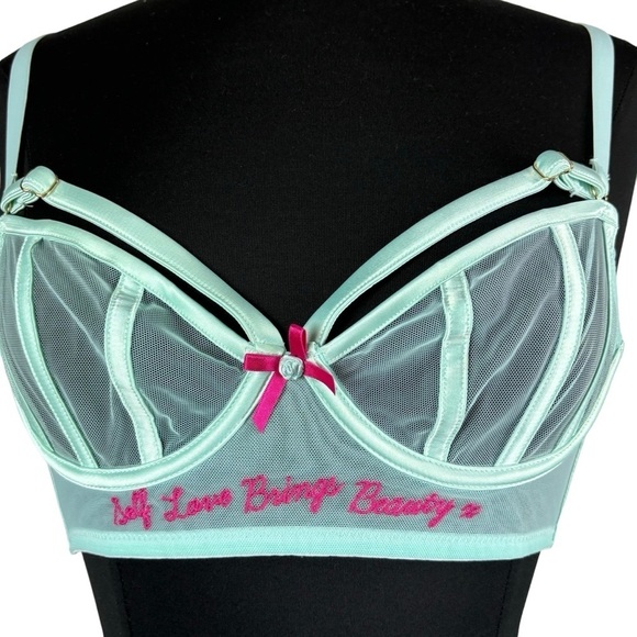 FELICITY HAYWARD LONGLINE SELF LOVE CURVE BRA GARTER BELT MINT LINGERIE SET - Picture 13 of 15